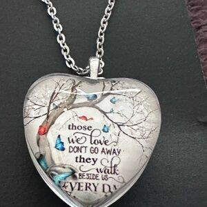 Silver Tone Heart Locket Jewelry Set - Necklace & Bracelet
